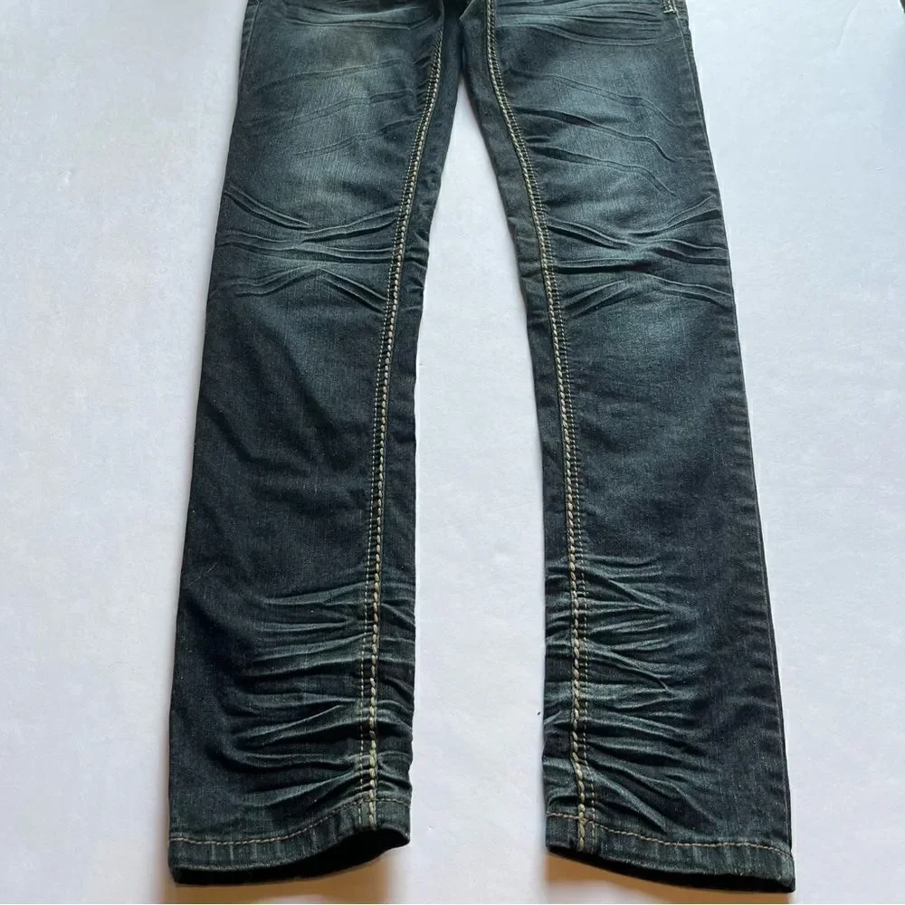 Rue 21 Premiere Women's Black Denim Jeans Distressed Faded  Size 3/4